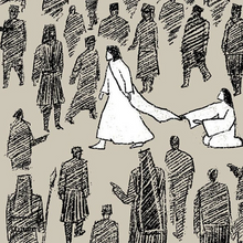 Load image into Gallery viewer, Woman Touches Jesus, DIGITAL DOWNLOAD, Jesus Healing Bible Art, God heals, Christian Modern Bible Verse, Jesus print Wall Art, Bible Sketch, Bible Sketches, Bible illustration, Boho Scripture, Christian Gift, christian minimalist, Luke 8:43-48