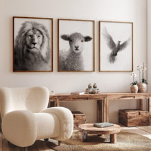 Load image into Gallery viewer, Set of 3 FRAMED PRINT (Lion+Lamb+Dove)