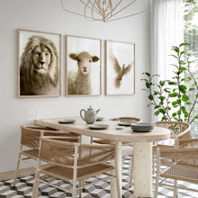 Load image into Gallery viewer, Set of 3 FRAMED PRINT (Lion+Lamb+Dove)