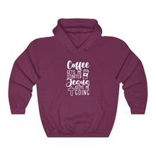 Load image into Gallery viewer, Coffee Gets Me Started Jesus Keeps Me Going Unisex Hoodie