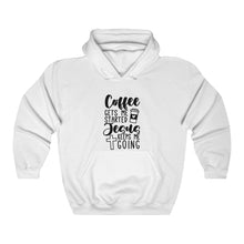 Load image into Gallery viewer, Coffee Gets Me Started Jesus Keeps Me Going Unisex Hoodie