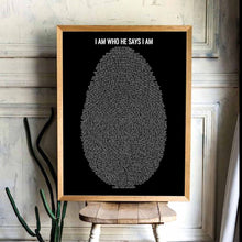 Load image into Gallery viewer, project made new, Custom Jesus Painting, Christian Art, lds art, Bible Art, Scripture Word Art, Scripture Print, Fingerprint Bible, Thumbprint Bible, Verses on Identity, fingerprint verses, verse thumbprint, bible verse painting, gods fingerprint, I am who He says I am