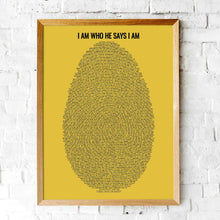 Load image into Gallery viewer, project made new, Custom Jesus Painting, Christian Art, lds art, Bible Art, Scripture Word Art, Scripture Print, Fingerprint Bible, Thumbprint Bible, Verses on Identity, fingerprint verses, verse thumbprint, bible verse painting, gods fingerprint, I am who He says I am