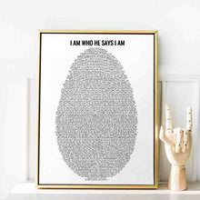 Load image into Gallery viewer, project made new, Custom Jesus Painting, Christian Art, lds art, Bible Art, Scripture Word Art, Scripture Print, Fingerprint Bible, Thumbprint Bible, Verses on Identity, fingerprint verses, verse thumbprint, bible verse painting, gods fingerprint, I am who He says I am