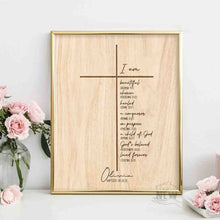 Load image into Gallery viewer, Cross Wood Background (I am)  - Custom Poster