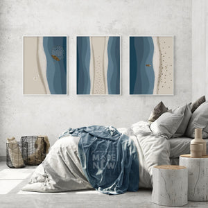 Set of 3 FRAMED PRINT (Sea Design)