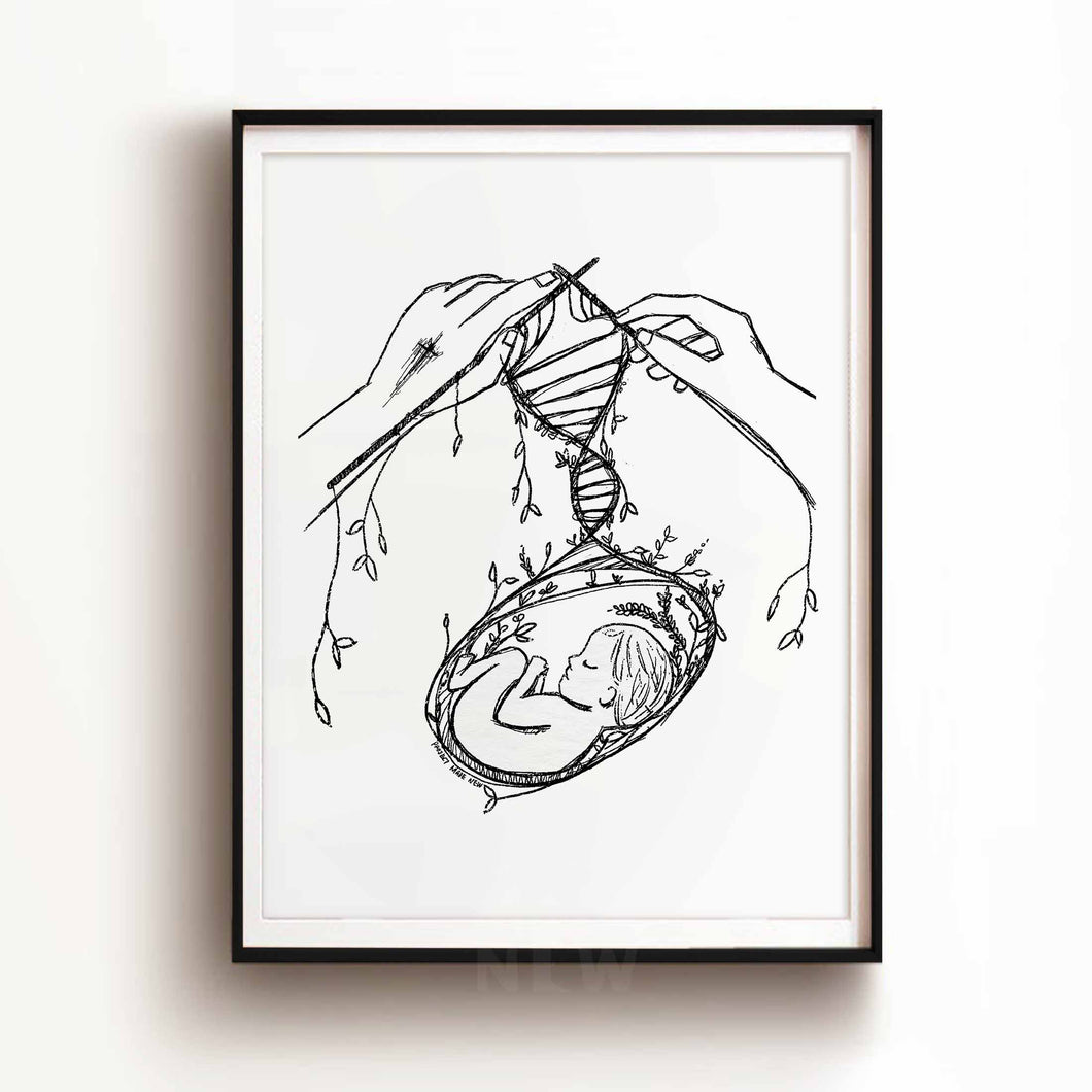 Knit Together (B&W) - Framed Print