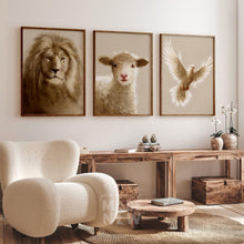 Load image into Gallery viewer, Set of 3 FRAMED PRINT (Lion+Lamb+Dove)
