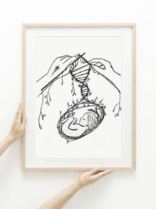 Knit Together (B&W) - Framed Print