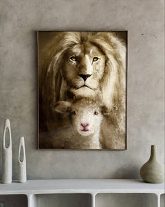 The Lion and Lamb - Canvas