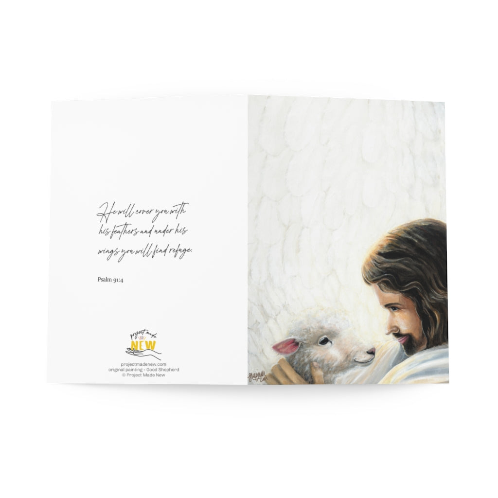 Good Shepherd (Psalm 91:4) - Greeting Cards (8 pcs) - Project Made New