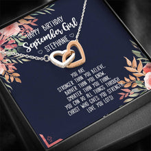 Load image into Gallery viewer, Personalized To September Birthday Girl - Interlocked Hearts Necklace
