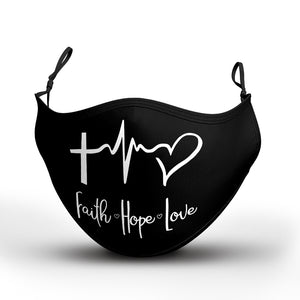 Faith Hope Love Mask With Filter Pocket