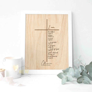 Cross Wood Background (I am)  - Custom Poster