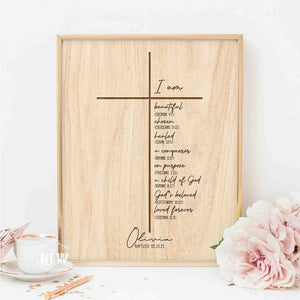 Cross Wood Background (I am)  - Custom Poster